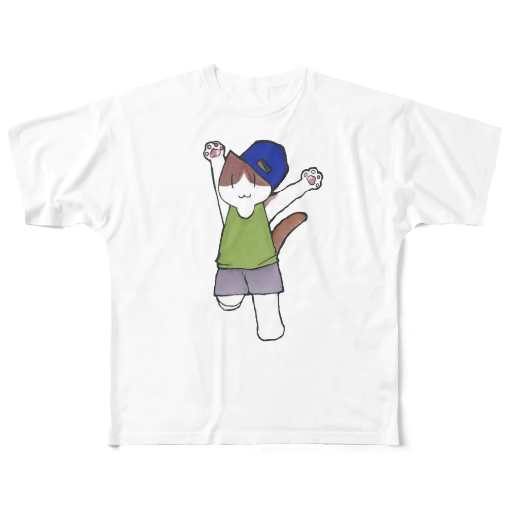 猫会議のフィットネスにゃんこ 踊る All-Over Print T-Shirt