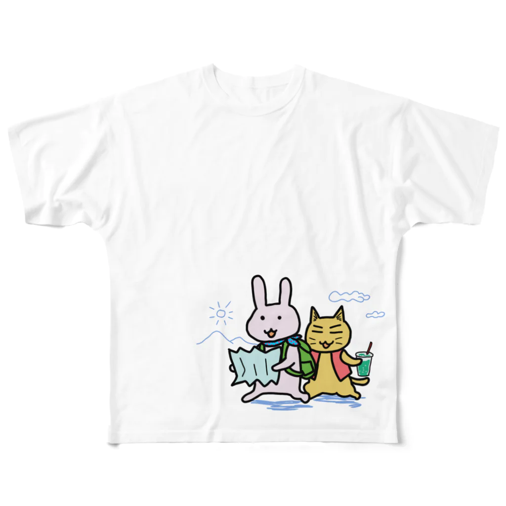 ポンチキ雑貨のゆかいなハイキング フルグラフィックTシャツ