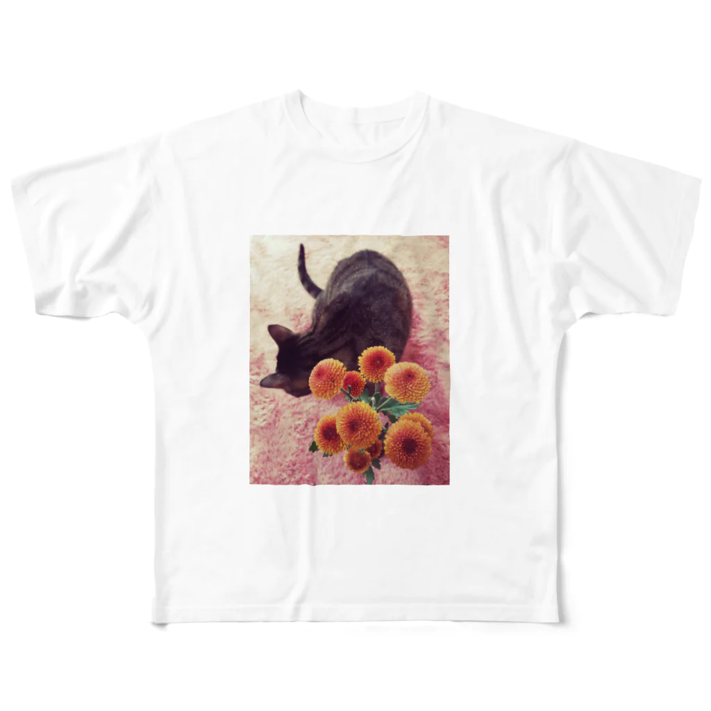 ゆーこ☆の猫と花 フルグラフィックTシャツ