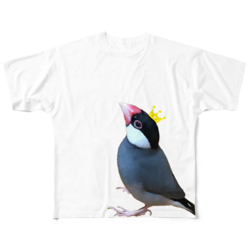 harupink🌸ペット似顔絵illustの文鳥の王様 フルグラフィックTシャツ