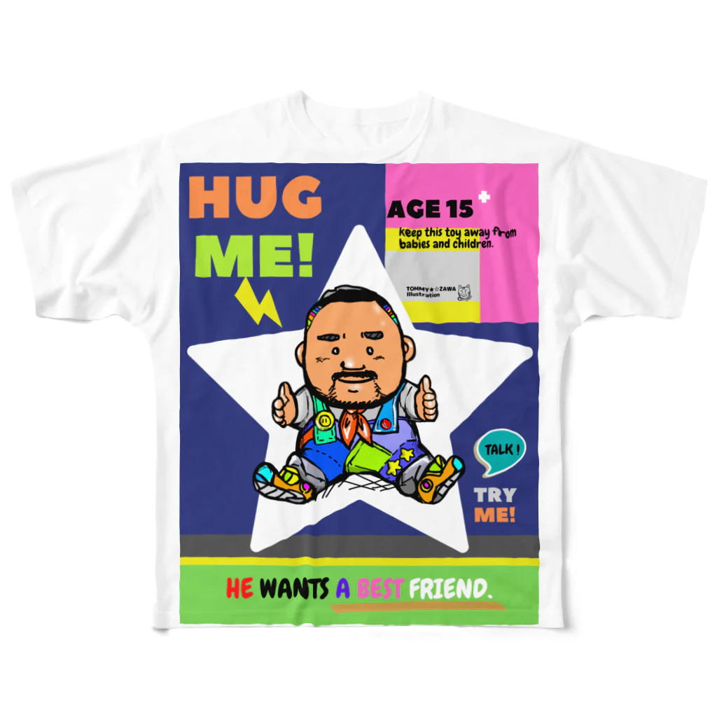 TOMMY★☆ZAWA　ILLUSTRATIONのHUG★ME TOY フルグラフィックTシャツ