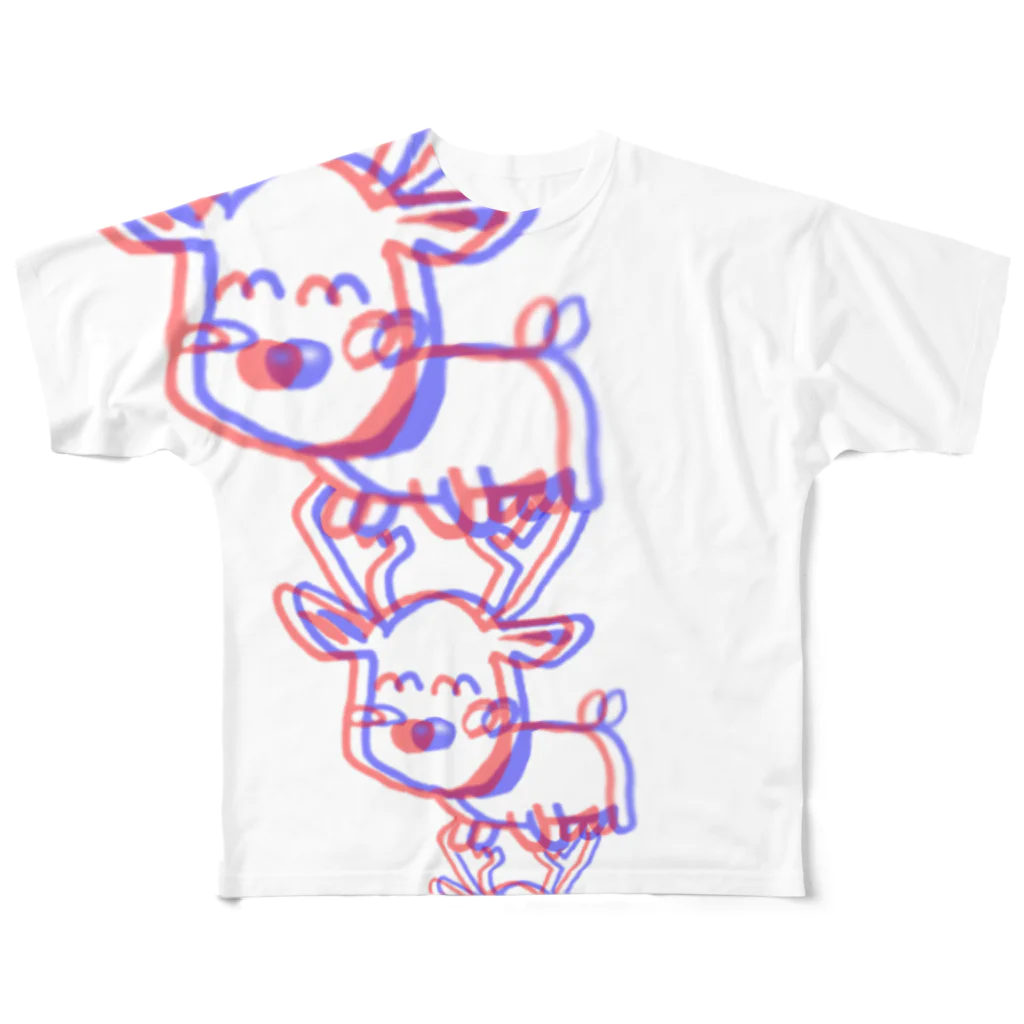 RinA0358slのトナカイ フルグラフィックTシャツ