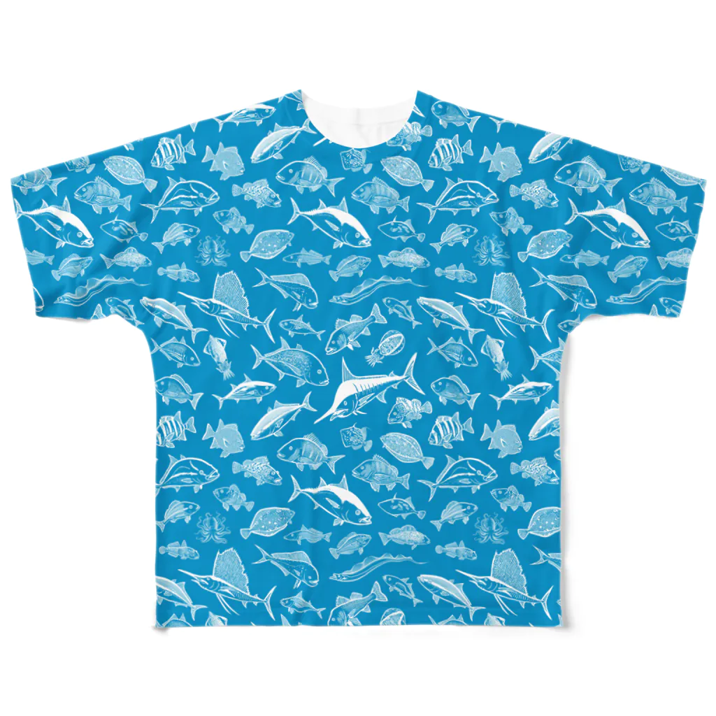 猫と釣り人のSALTWATER FISH_WB_FG フルグラフィックTシャツ