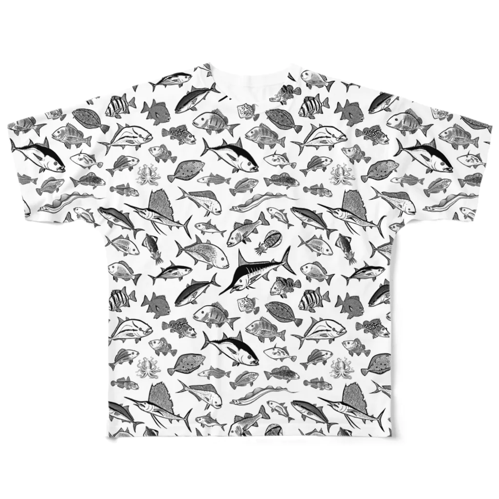 猫と釣り人のSALTWATER FISH_K_FG フルグラフィックTシャツ