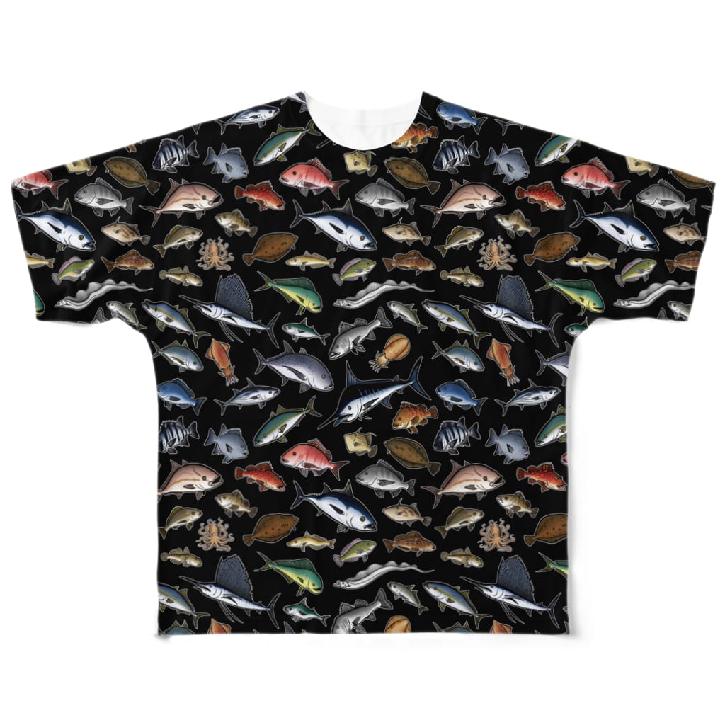 猫と釣り人のSALTWATER FISH_CWK_FG All-Over Print T-Shirt