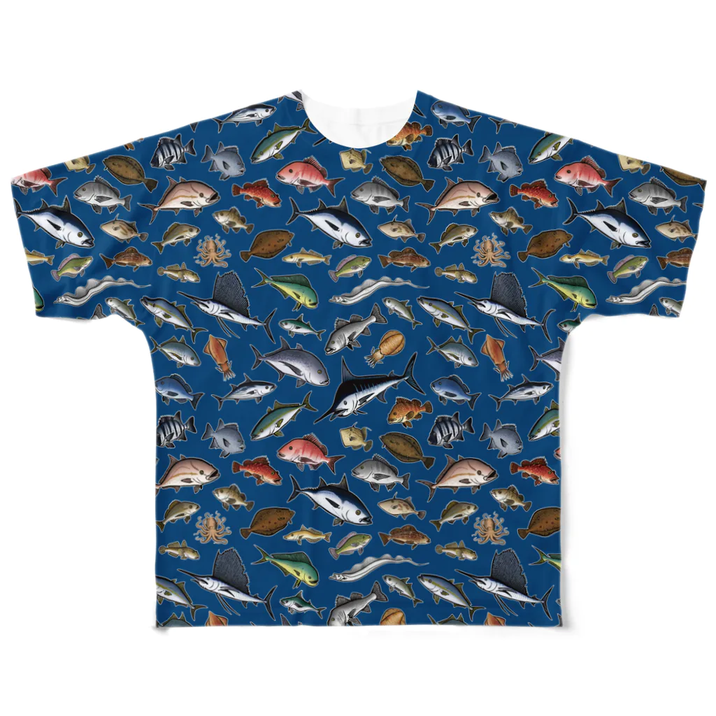 猫と釣り人のSALTWATER FISH_CWB_FG フルグラフィックTシャツ