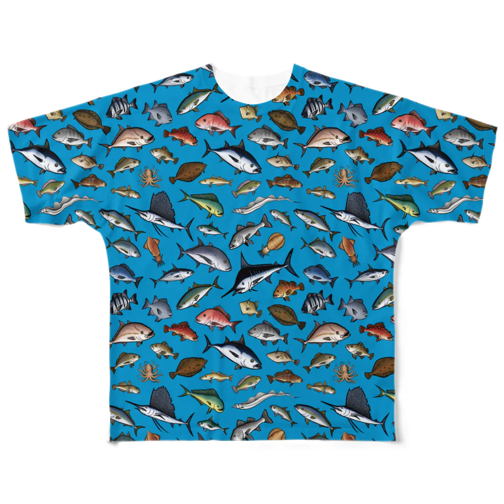 猫と釣り人のSALTWATER FISH_CB_FG フルグラフィックTシャツ