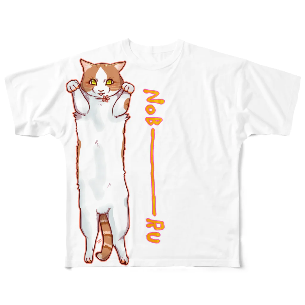 SWののびるねこ（チャシロ） フルグラフィックTシャツ