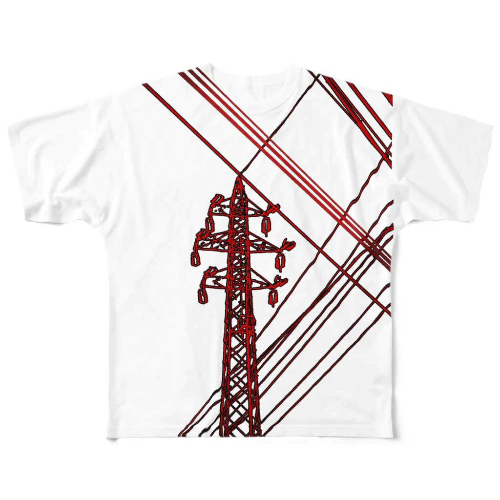 WAMI ARTの赤い鉄塔 フルグラフィックTシャツ