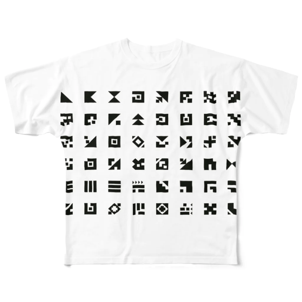 yasu_revolverの整列Aligned letters フルグラフィックTシャツ