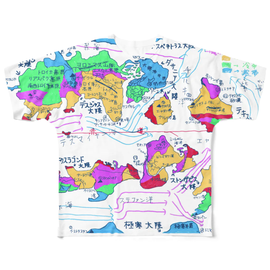 スビズンラ店の架空地図 フルグラフィックTシャツ