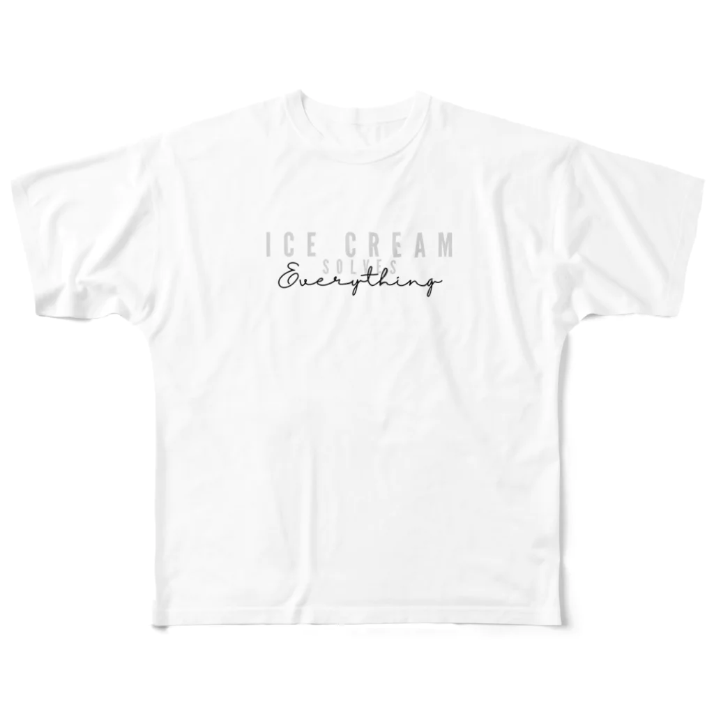 アイス中毒のIce Cream Solves Everything フルグラフィックTシャツ