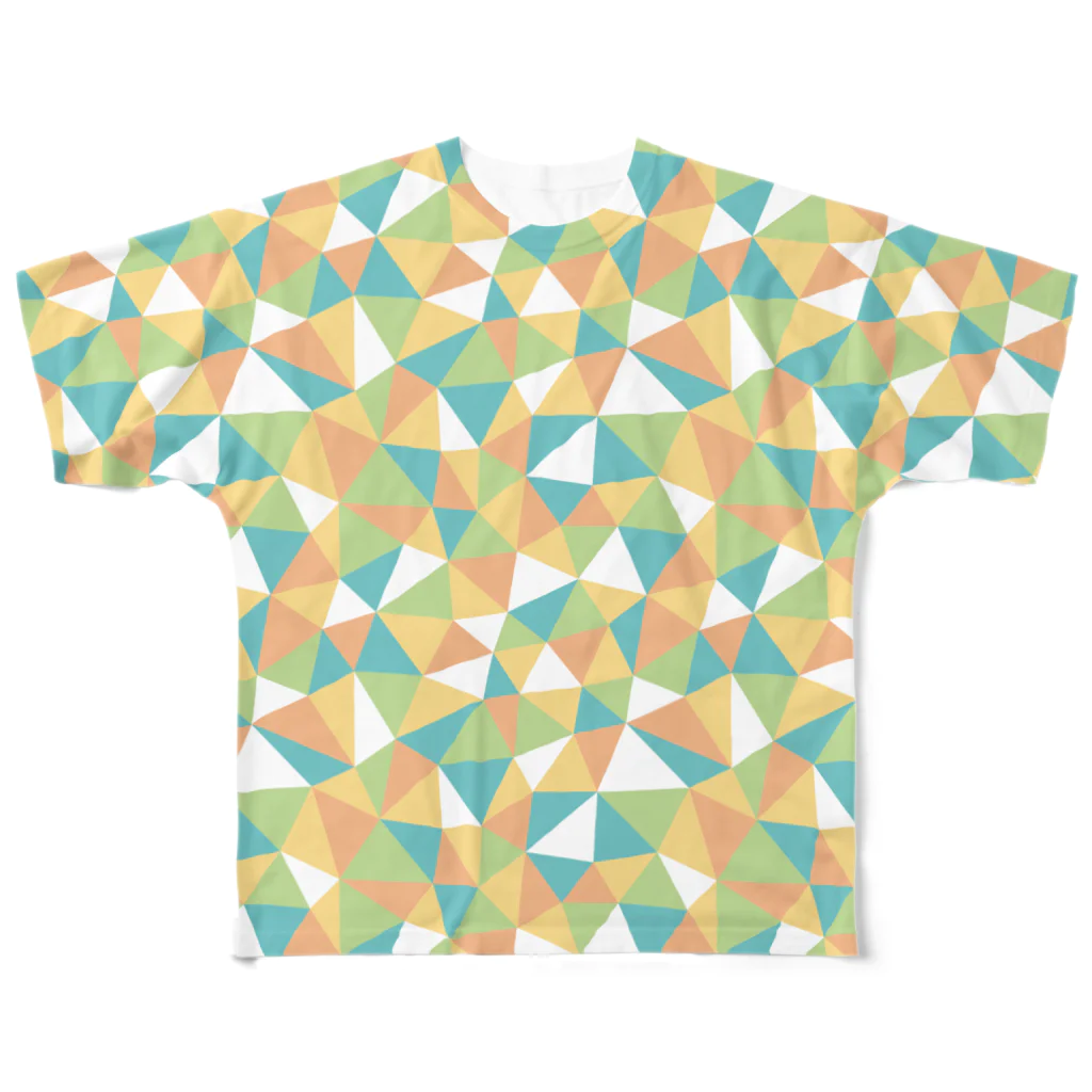 あわじテキスタイルのビタミンカラーのポリゴン柄 All-Over Print T-Shirt