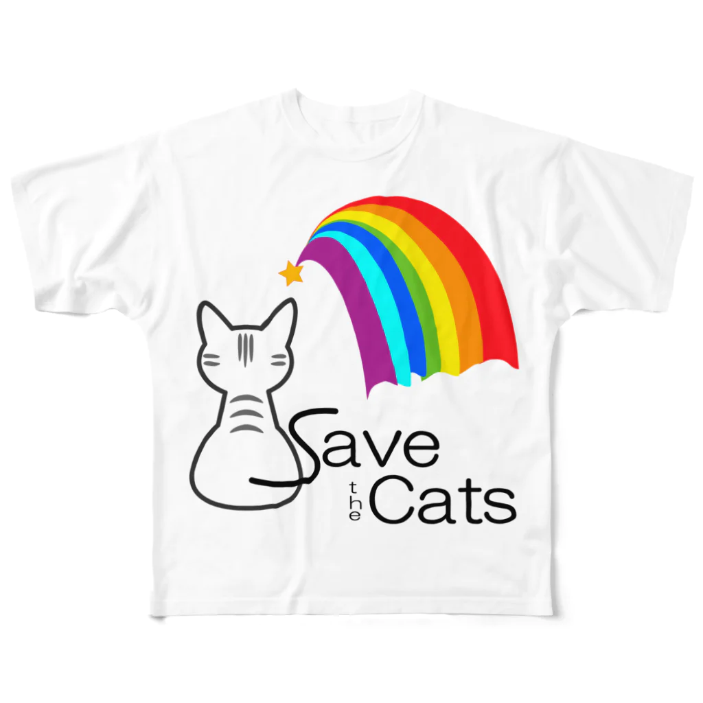 ノラ猫Designのsave the cats フルグラフィックTシャツ