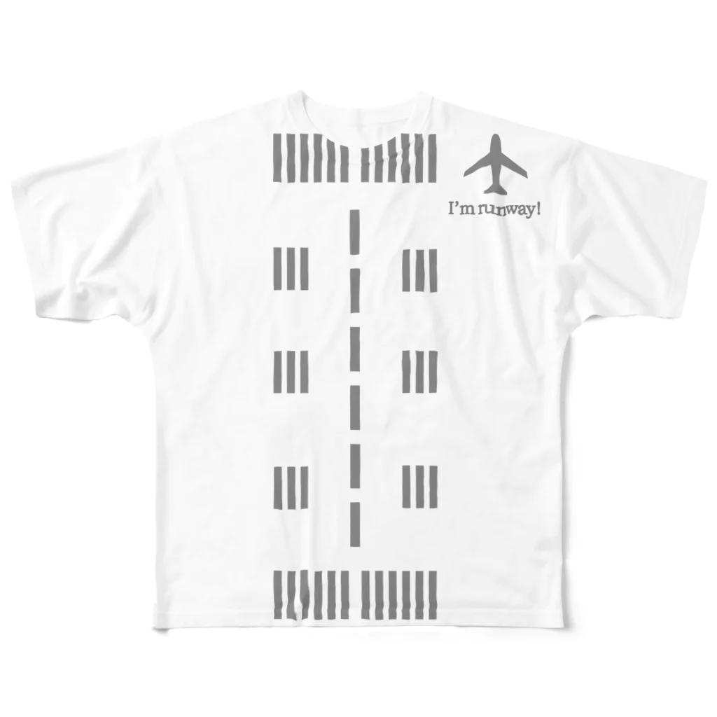 チヌたんの滑走路Tシャツグレー All-Over Print T-Shirt