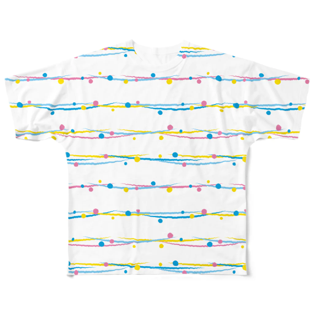 あわじテキスタイルのヨーヨー水風船っぽい模様 白 All-Over Print T-Shirt