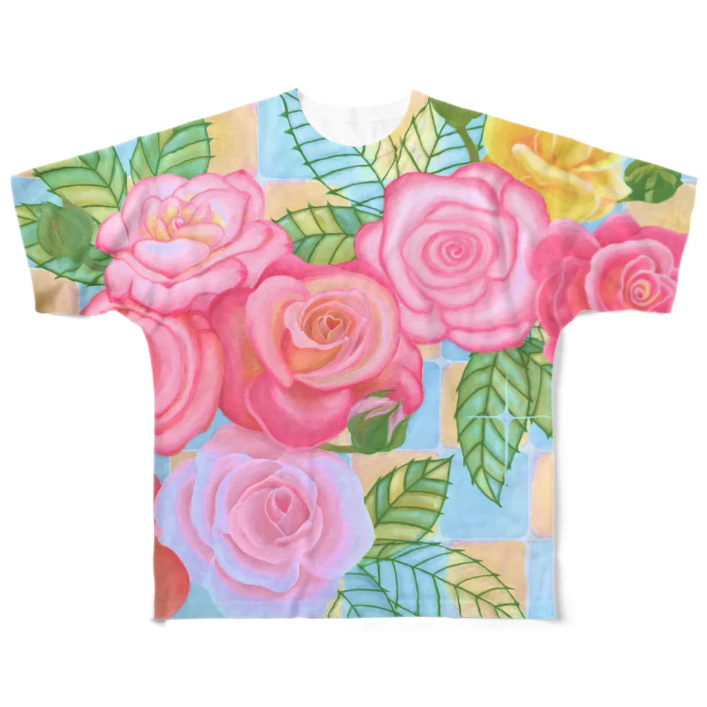 whiteuniva∞lemonchuraのroserose All-Over Print T-Shirt