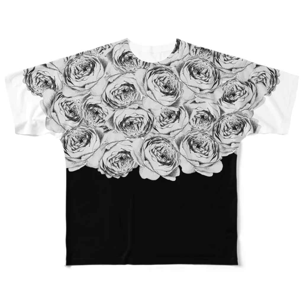 Plan SucreのBLOOMS_Rose packed フルグラフィックTシャツ