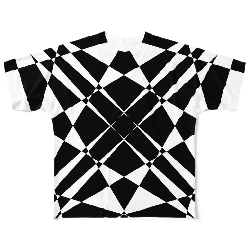 黒塚アキラの模様（白黒） フルグラフィックTシャツ