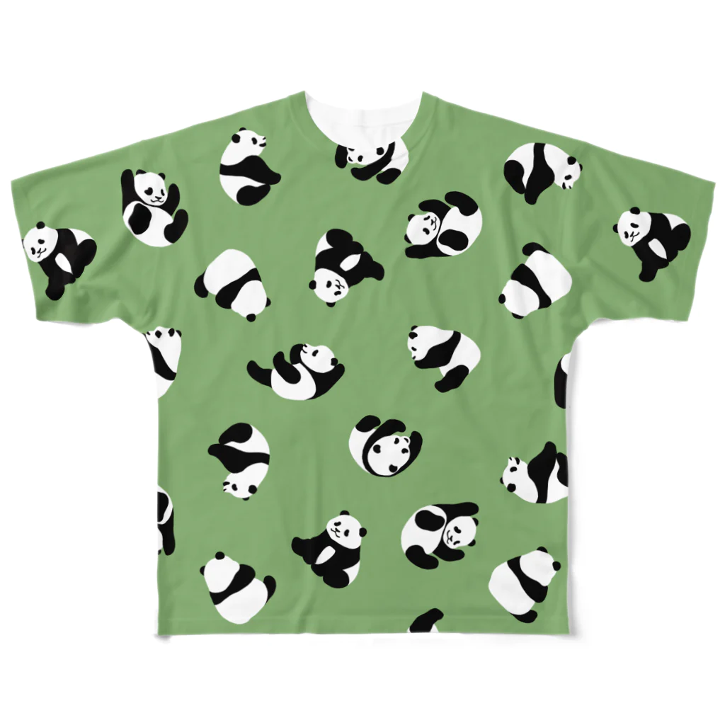 chippokeのころころパンダいっぱい（グリーン） All-Over Print T-Shirt