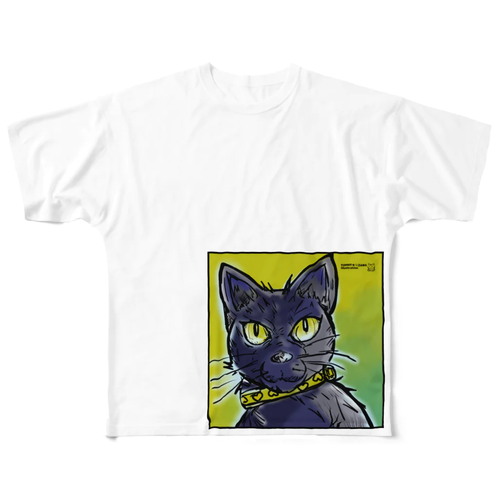 TOMMY★☆ZAWA　ILLUSTRATIONのネコ フルグラフィックTシャツ