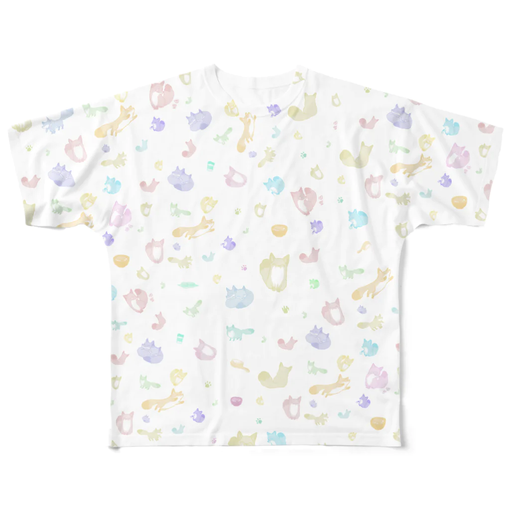 青桐ナツの狐　カラフル2 All-Over Print T-Shirt
