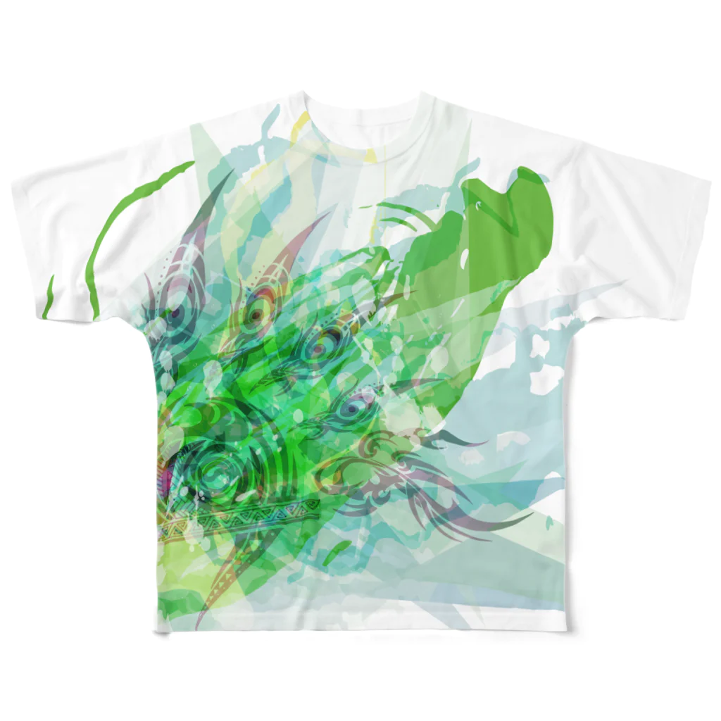 tyui_gb_s30のアーティスティック×トライバル~グリーン~ All-Over Print T-Shirt