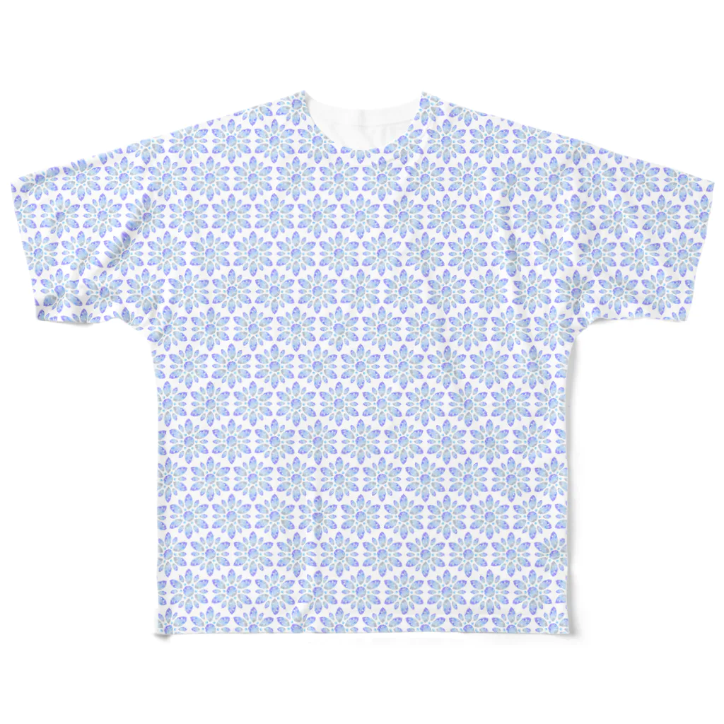 あわじテキスタイルの宝石のお花のTシャツ サファイア All-Over Print T-Shirt