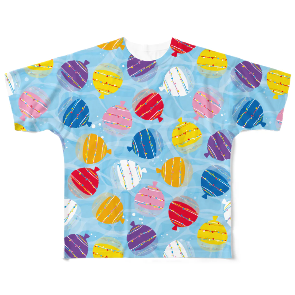 あわじテキスタイルの水風船の柄Tシャツ 水面 All-Over Print T-Shirt