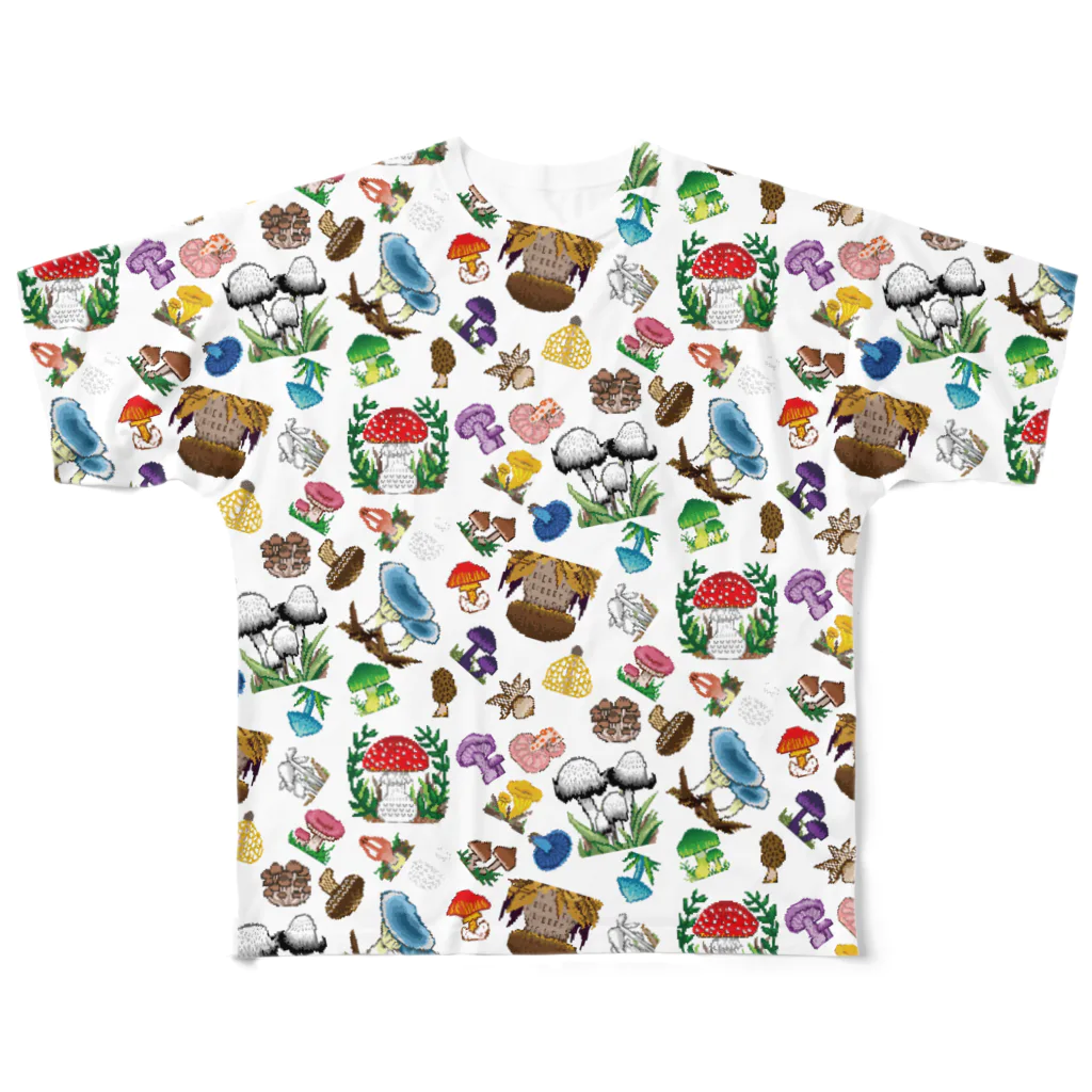 Shima.shimaのDot Mushroom ドットきのこT フルグラフィックTシャツ