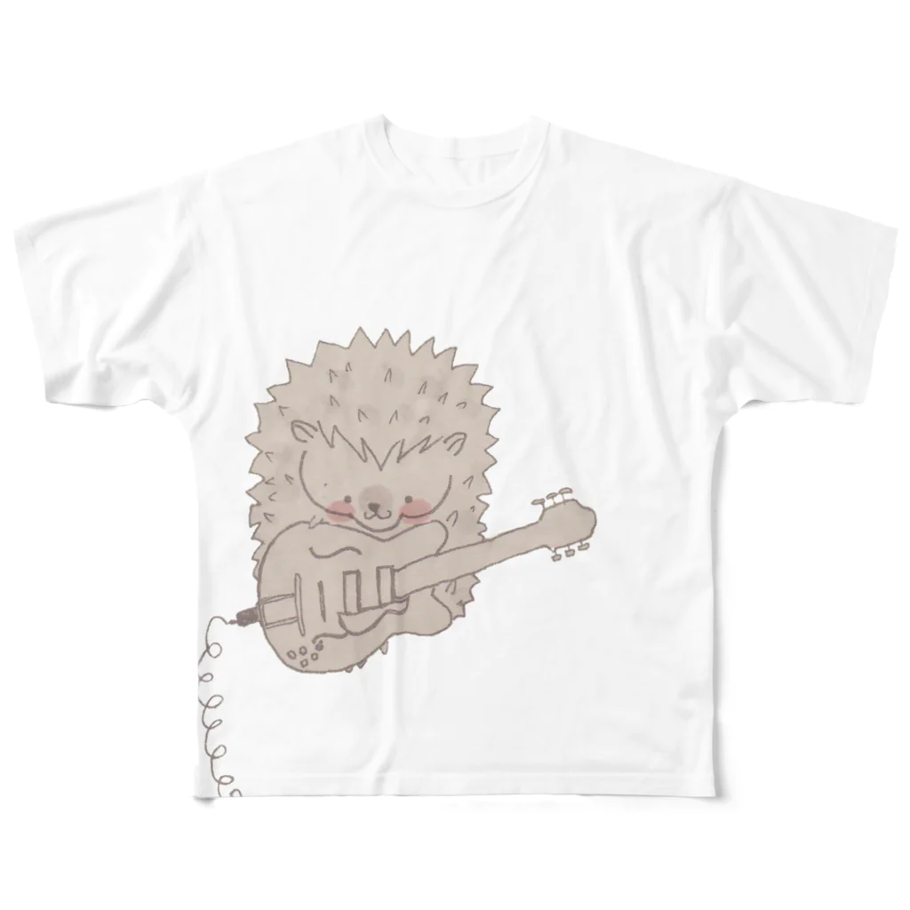 tsubasamoonのハリネズミ（ ギター） フルグラフィックTシャツ