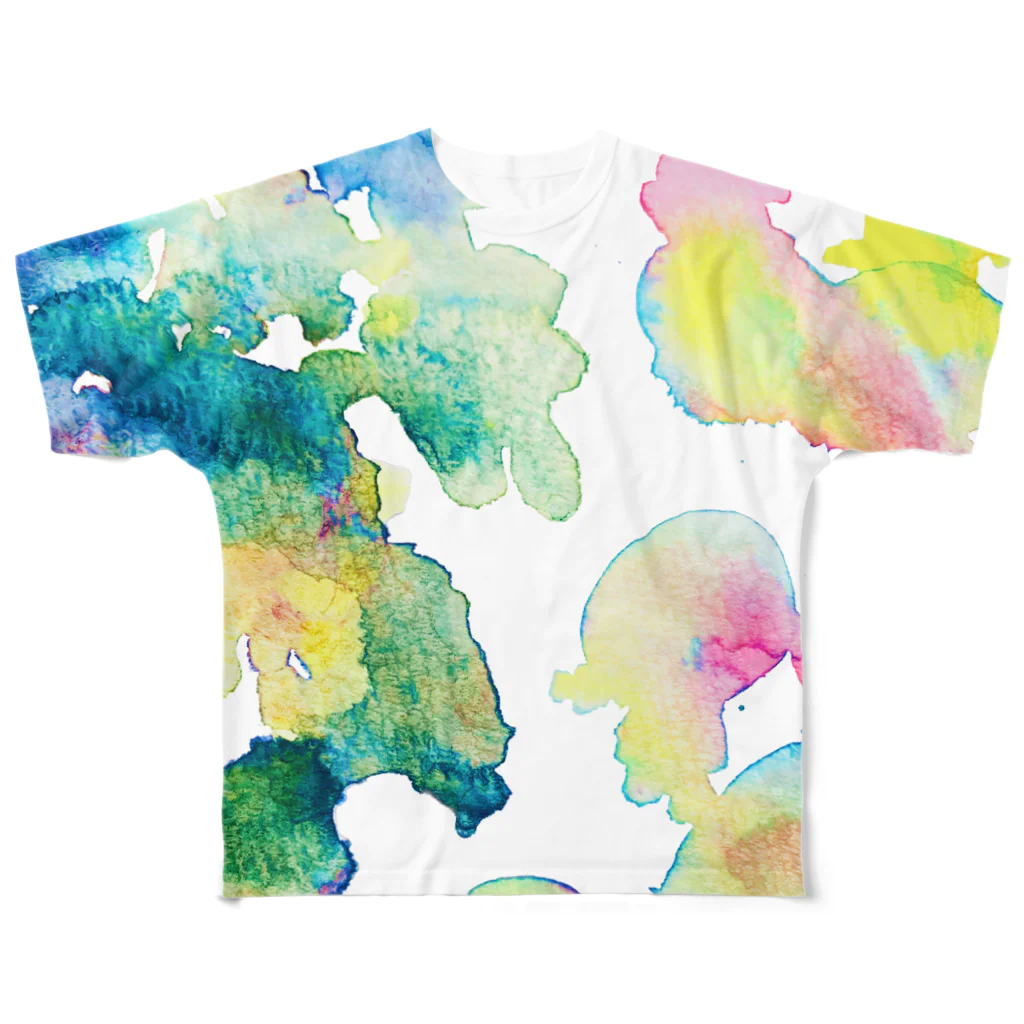 Channu's shopのColorful Watercolor フルグラフィックTシャツ