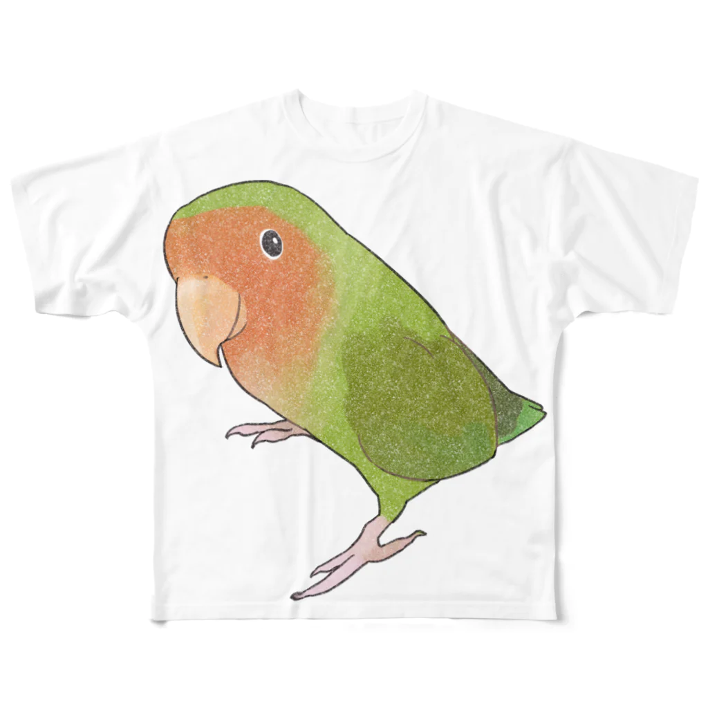 まめるりはことりの見つめるコザクラインコちゃん【まめるりはことり】 フルグラフィックTシャツ