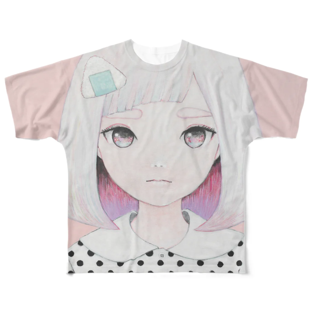 KAORU HASEGAWA WEBSTORE SUZURIのOnigiri Portrait All-Over Print T-Shirt