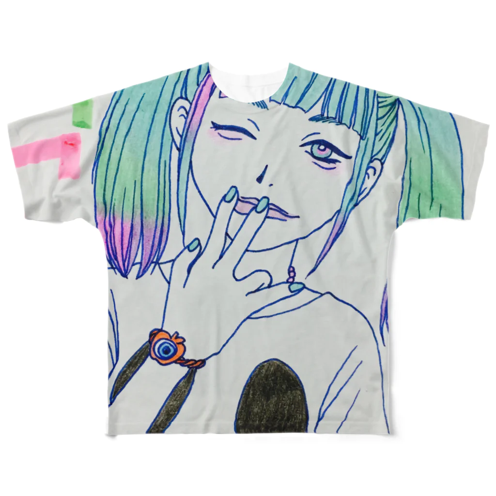 riyureのモンスターガール フルグラフィックTシャツ