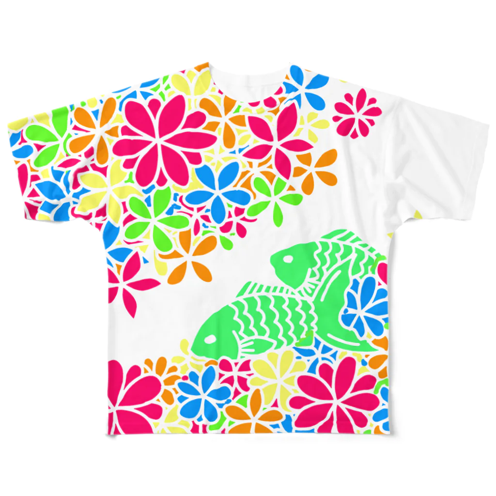 ろざめおの魚＆花T All-Over Print T-Shirt