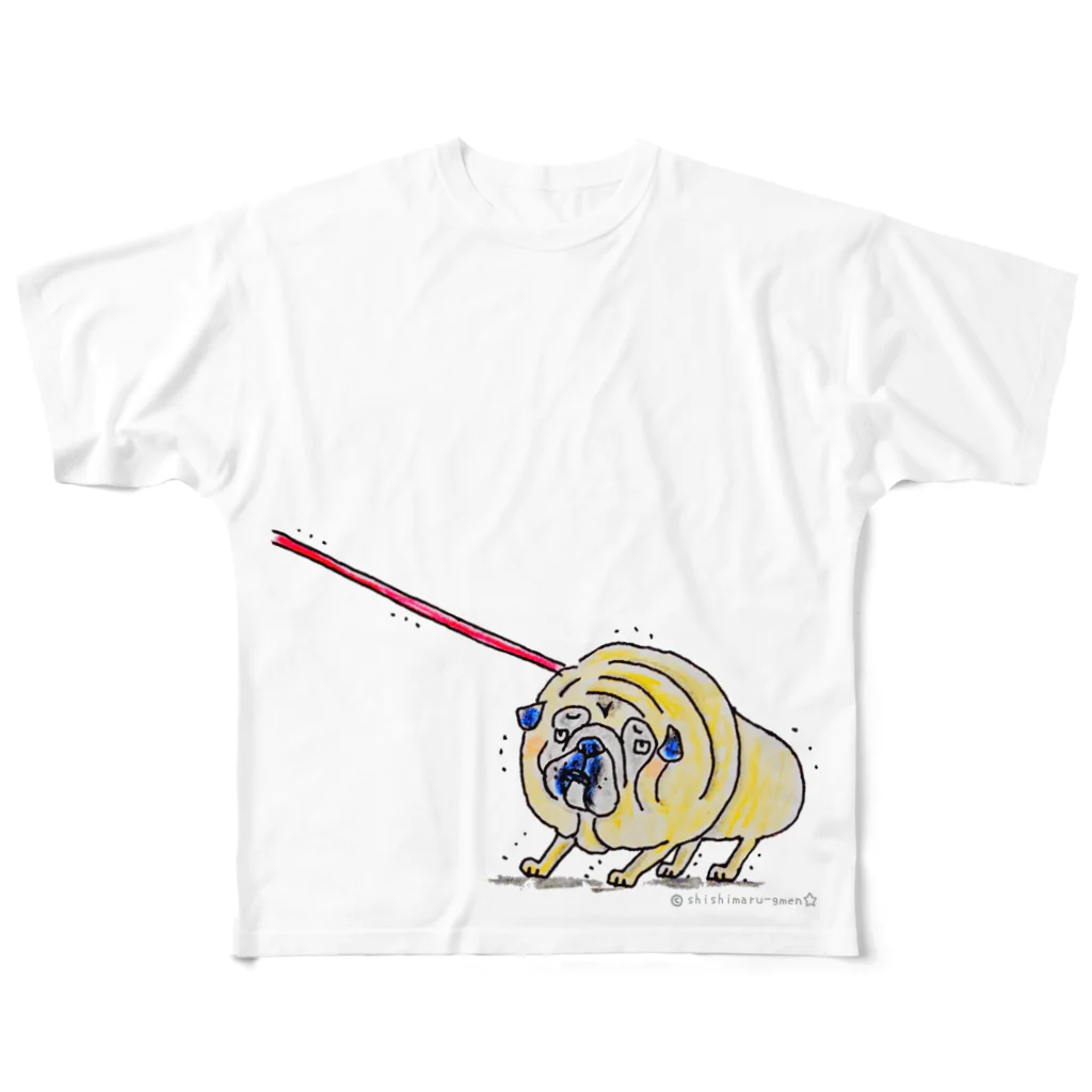 shishimaru-gmenの全力で拒否するパグちゃん All-Over Print T-Shirt