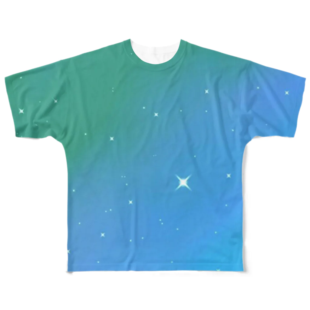 Starの星空(エメラルドグリーン) フルグラフィックTシャツ