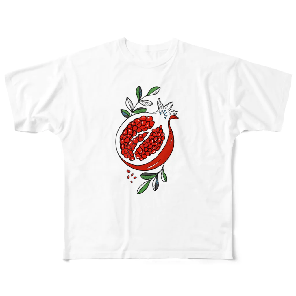 楽描き屋さんのPomegranate: Natural All-Over Print T-Shirt