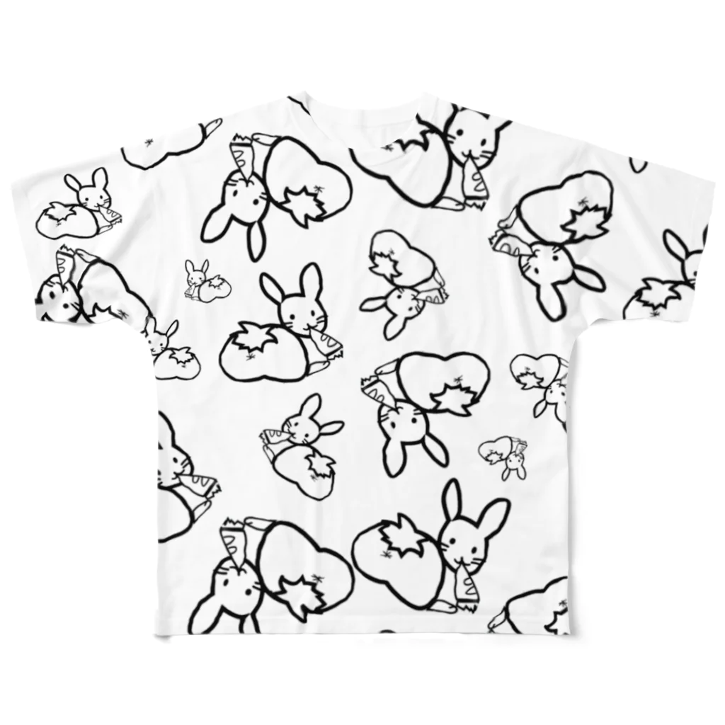 🤍一ノ瀬 彩 🐇⸒⸒ suzuri支店🤍のPremium/ｶｵｽうさぎ:ﾓﾉｸﾛ【多数】 All-Over Print T-Shirt