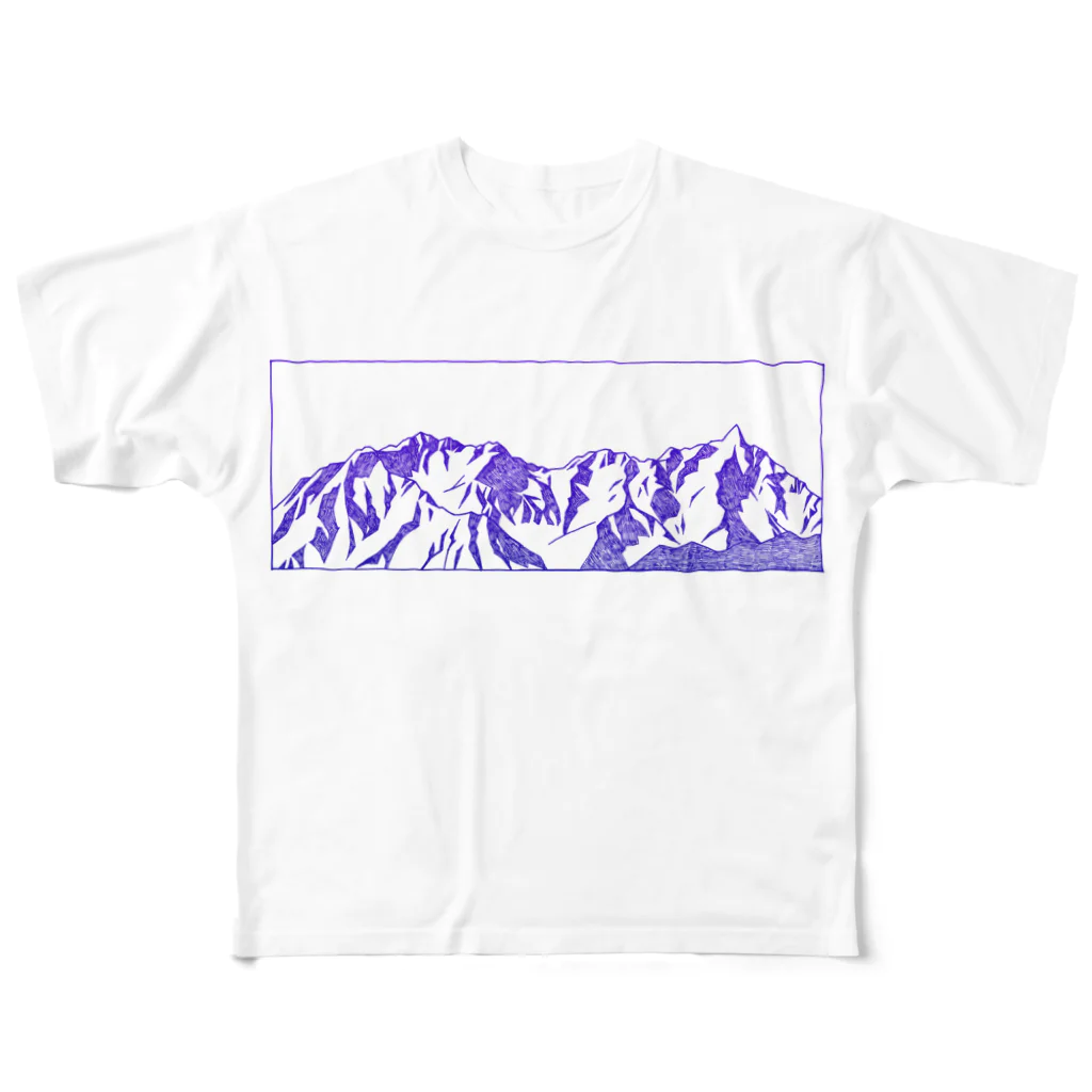 まつのき商店の槍穂高連峰　青ペン All-Over Print T-Shirt