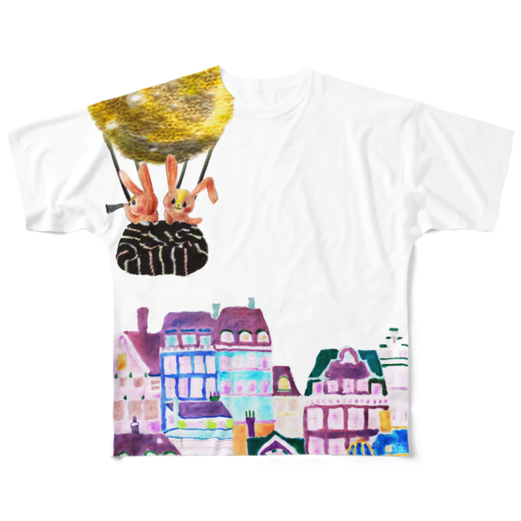 コラージュイラスト作家なおちるの気球に乗って All-Over Print T-Shirt