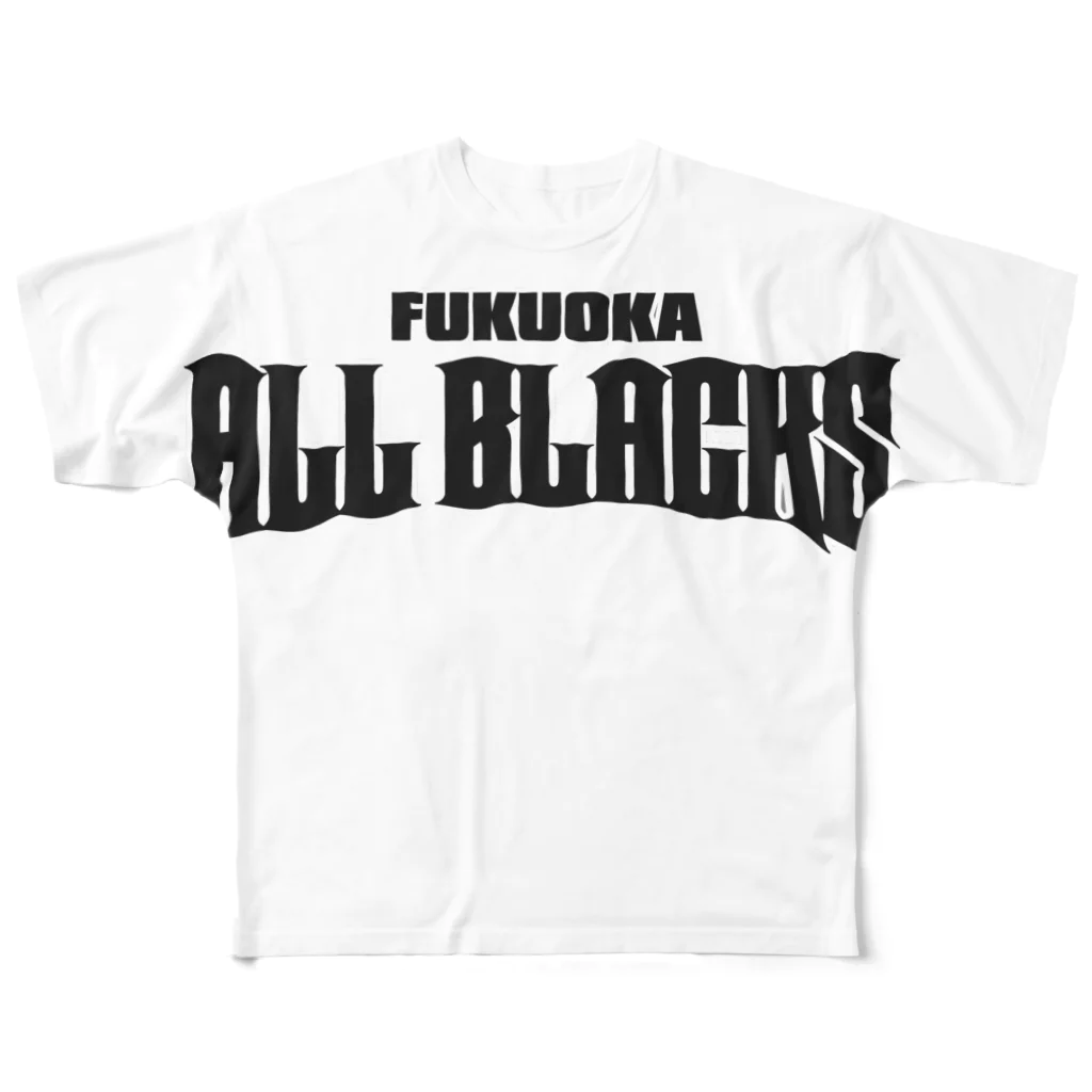 福岡オールブラックスのチームロゴ（黒） フルグラフィックTシャツ