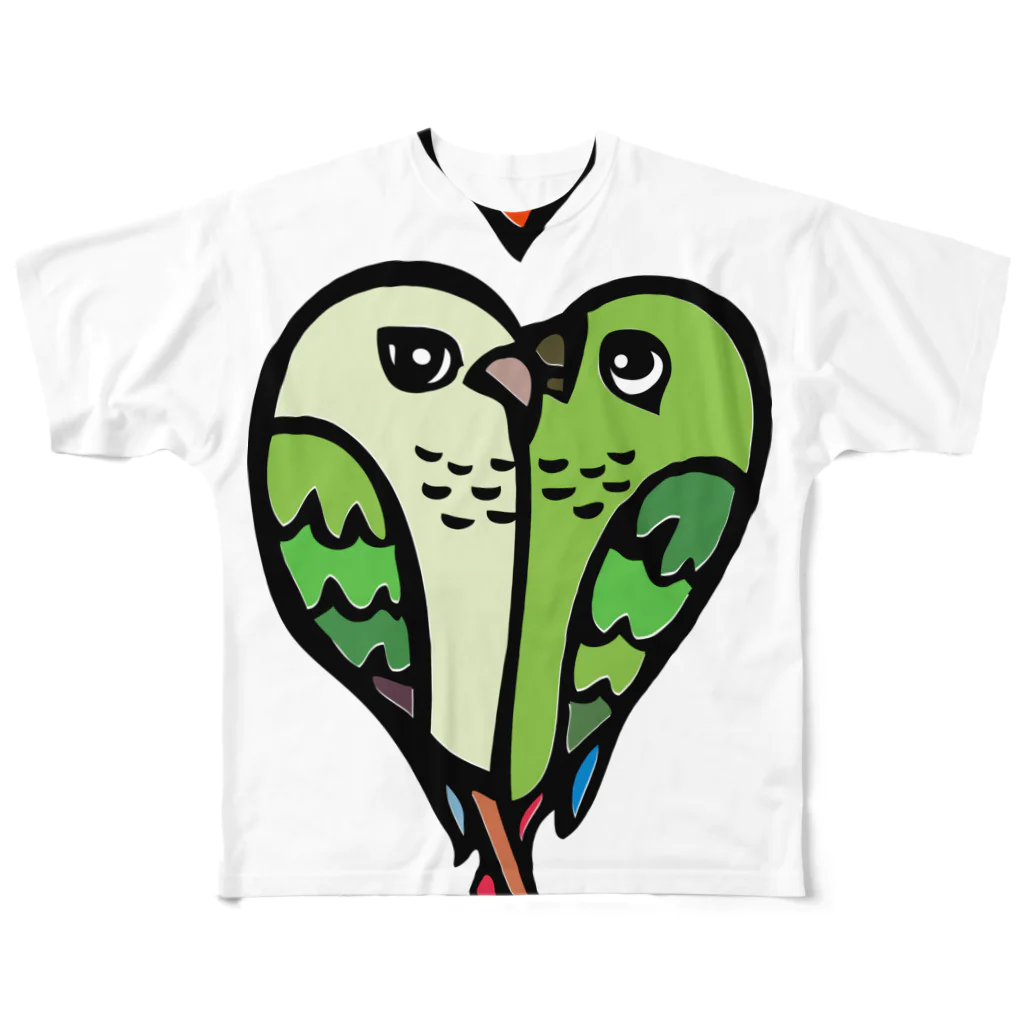 ナイス持木のらぶらぶウロコインコ All-Over Print T-Shirt