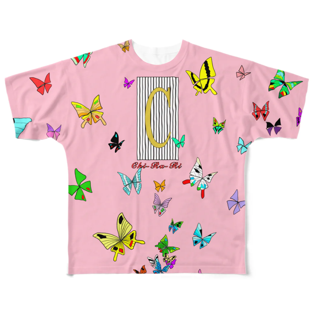 Design Studio 「Chi-Ra-Ri ~ち・ら・り~」のButterfly「Ageha」Rainbowシリーズ『Cherry Blossom』 フルグラフィックTシャツ