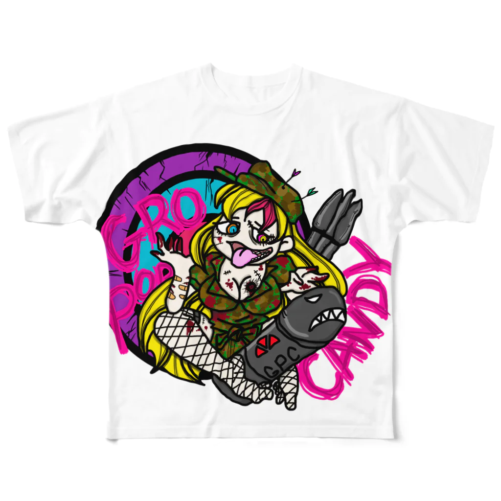 GroPopCandyのアンデッドアーミーガール フルグラフィックTシャツ