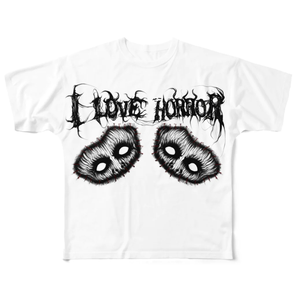 血殺poo(チャップー)のi love horror!! フルグラフィックTシャツ