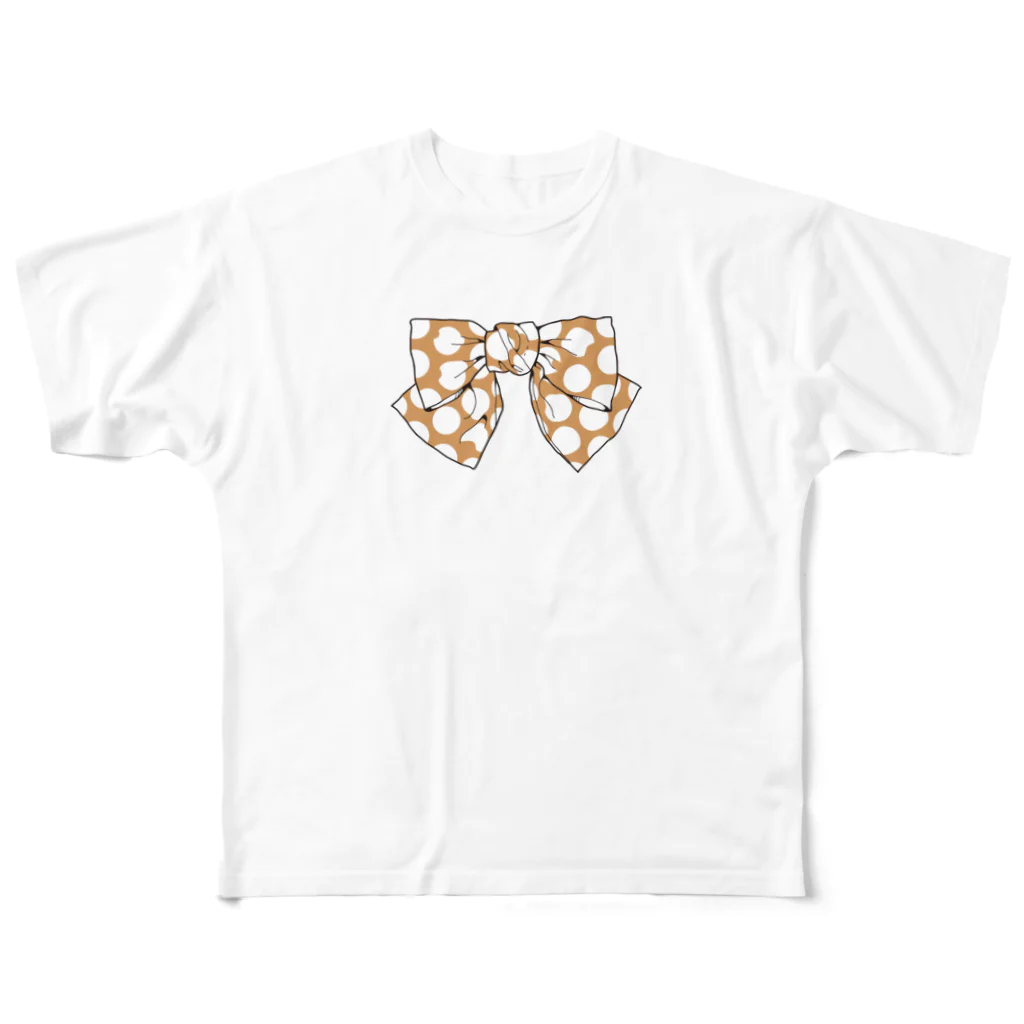 Drecome_Designのドットリボン(ブラウン) フルグラフィックTシャツ