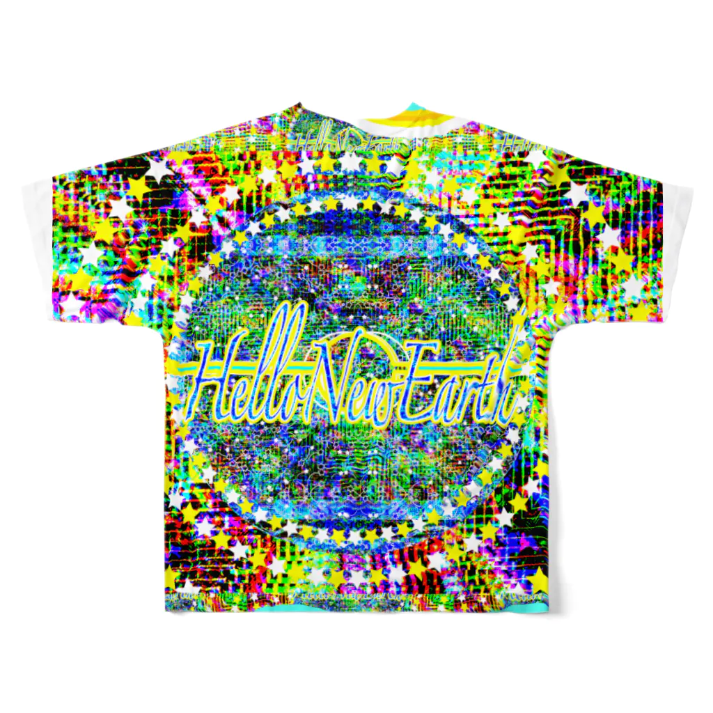 ✨🌈✨ユラクラカン🇯🇵 ✨🌈✨の🎉Hello New Earth 🌎 All-Over Print T-Shirt :back