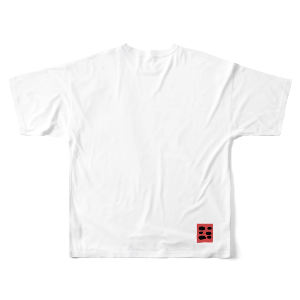 kakukaku-niconico［カクカクニコニコ］のおとしあな フルグラフィックTシャツの背面